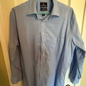 Stylish Blue Stafford Polka Dot Dress Shirt - Size 16 1/2
